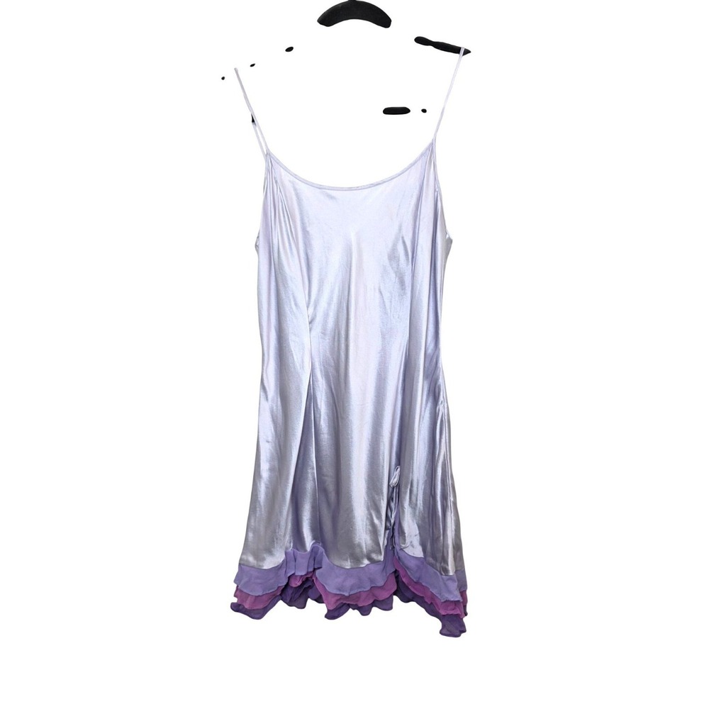 VTG Victoria Secret Lavender 100% Silk Intimates Sleepwear Layered Ruffle Size M